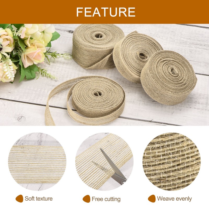 Burlap Fabric Ribbon, 3/8 Inch Natural Fabric Burlap Jute Ribbon, 11 Yards gallery