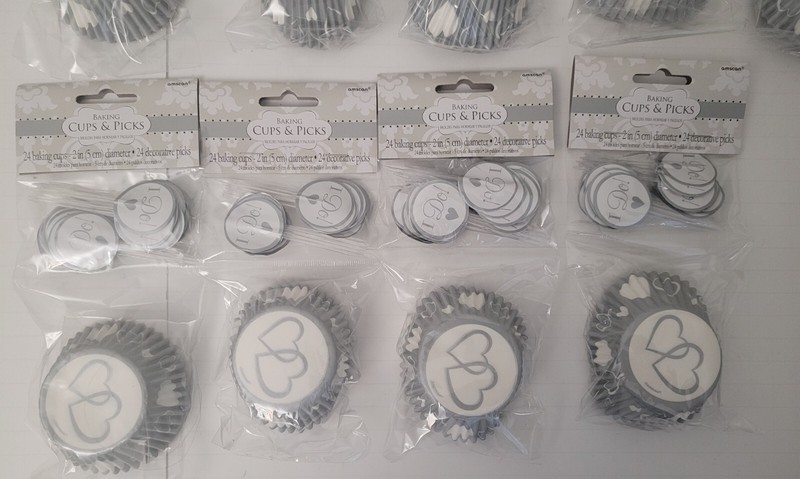 9- 24 Count Engagement Bridal Cupcake Liner Baking Cups Picks Party Supplies 216 gallery