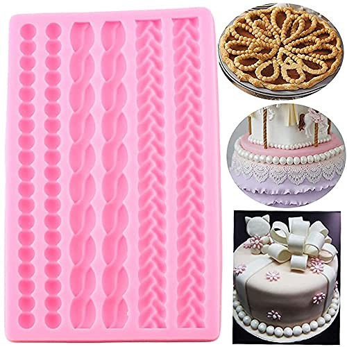 3D Pearl Knit Rope Silicone Mold Fondant Mould 19.5*12.3*1.1cm, By Random gallery