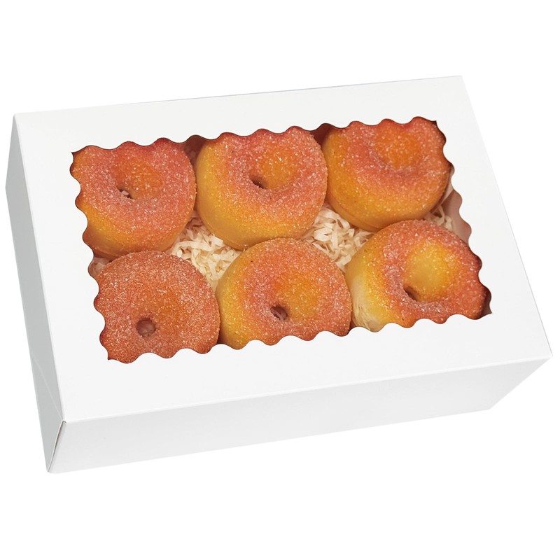 Auto-pop up 9x6x2.5 Inch White Cookie Box with Window 30Pcs Pastry Macaron Ba…