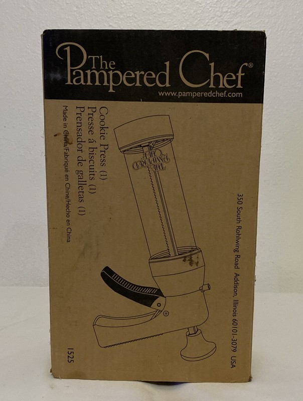 Pampered Chef Cookie Press 1525 Retired 16 Disks Designs Spritz Cookies Baking