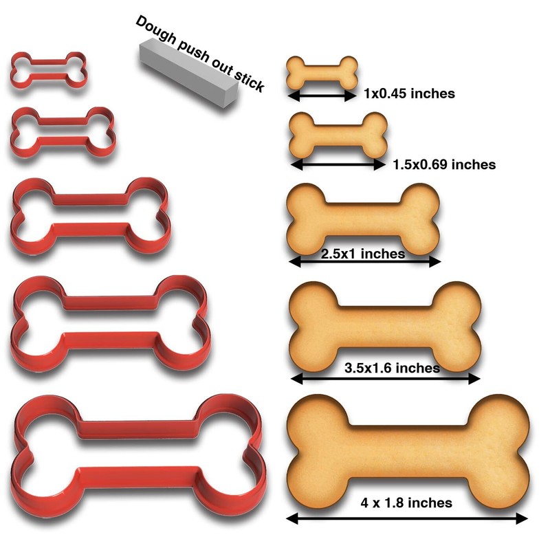 Dog Bone Cookie Cutter Set - 5 Sizes (1" to 4"), Perfect for Pet Treats & Baking gallery
