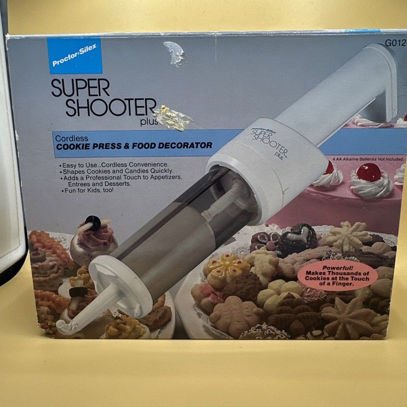 Vtg Super Shooter Plus Cordless Cookie Press Gun Food Decorator Proctor Silex