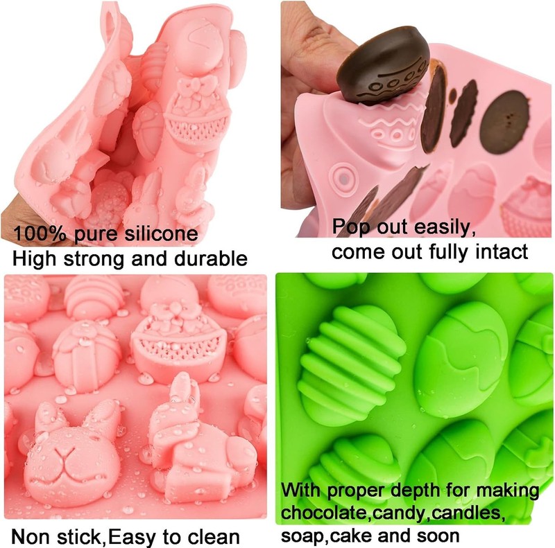Vibrant 5 Pack Easter Egg Silicone Mold - Non-Toxic Baking for Festive Treats gallery