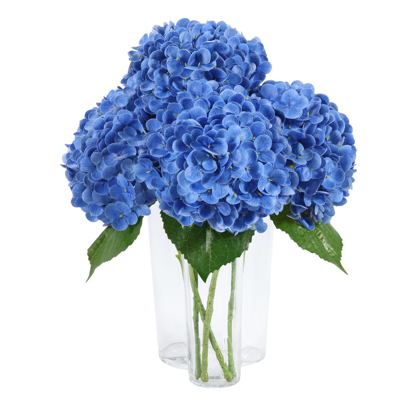 Duhouse 3Pcs Hydrangea Artificial Flowerslatex Real Touch Hydrangeas Long Stems