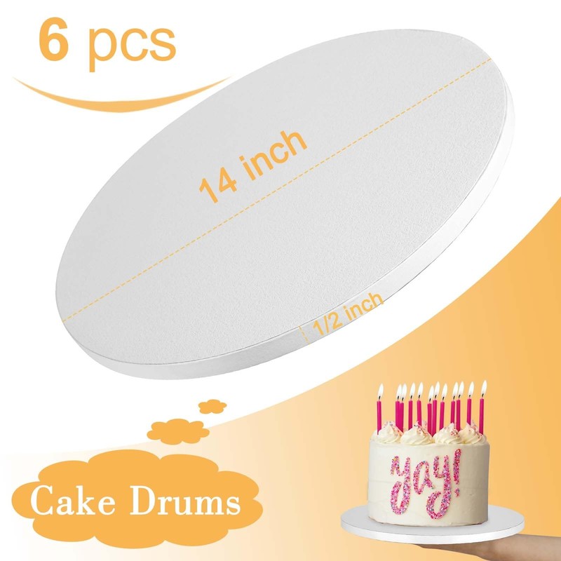 12 PCS 14 inch Round White Cake Drums 1/2 inch Thick Cardboard Base Wedding gallery