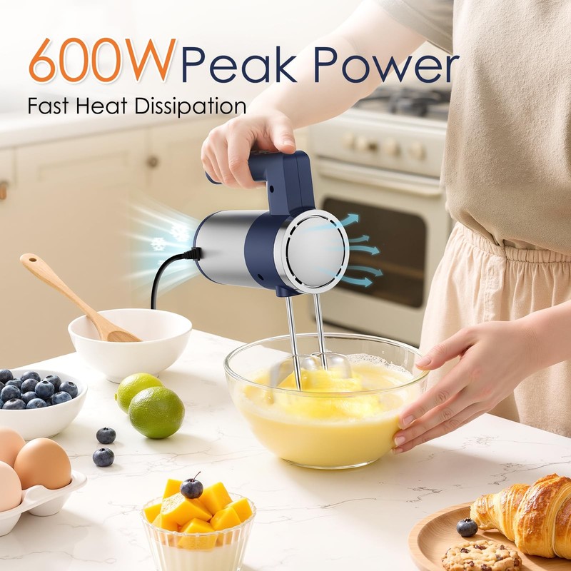 600W Hand Mixer, 5-Speed Hand Held Mixer for Baking, Lightweight Stainless St... gallery