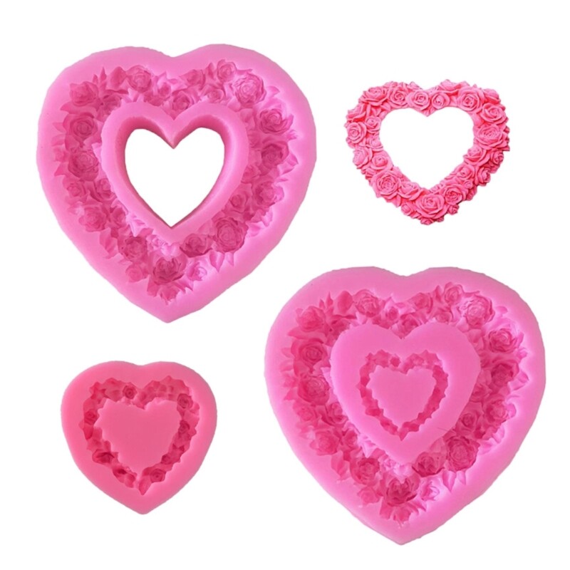 3D Rose Flower Silicone Mold Heart Candy Baking Mold For Candy Cake Cupcake gallery