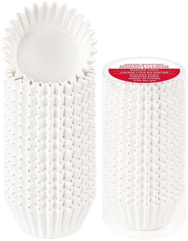 150 Grease Resistant Cupcake Liners, White, No Pan Needed, Baking Paper