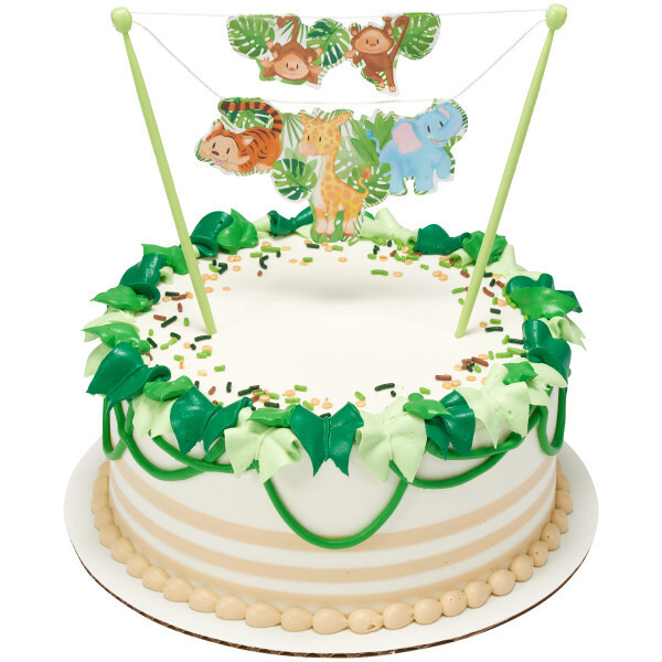 1 Animals Banner Cake Topper Decoration Layon Bday Party Baby Shower Jungle Zoo gallery