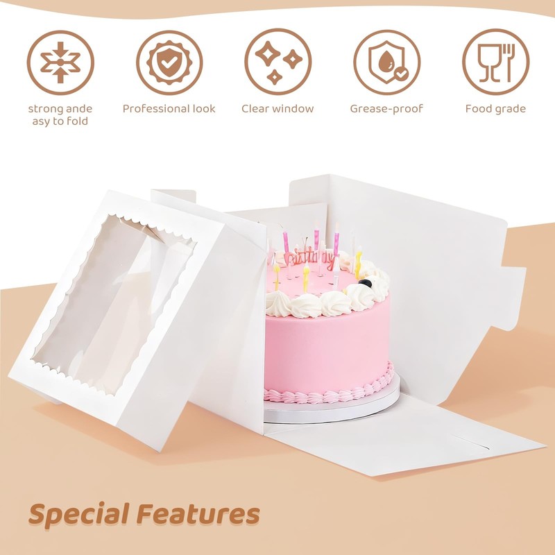 1 Pack 12x12x12 Inches Cake Boxes with Window,Cake Boxes with 12 in Cake Boar... gallery