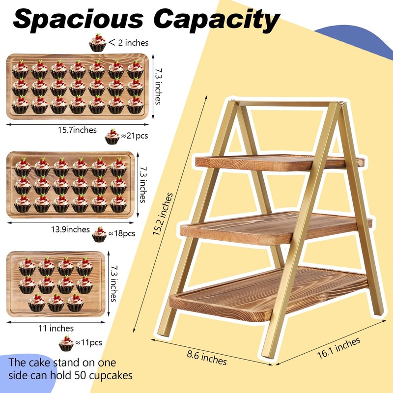 3 Tier Cupcake Stand with Swing Design Cake Display Stand Large Food Desert T... gallery