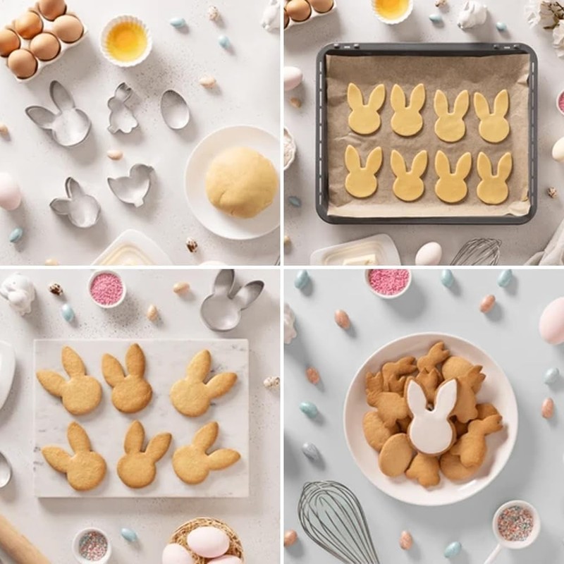 Easter Cookie Cutters Large Set of 6 - Stainless Steel Biscuit Molds gallery