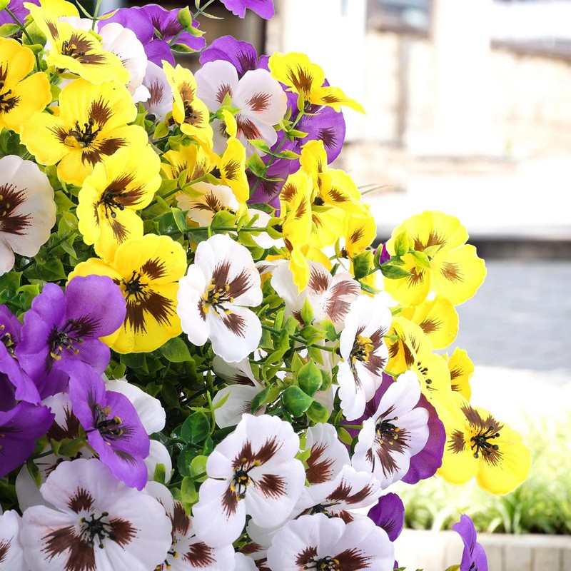 18 Pcs Artificial Fake Pansy Flowers Outdoor Realistic Silk Spring Flowers Home gallery