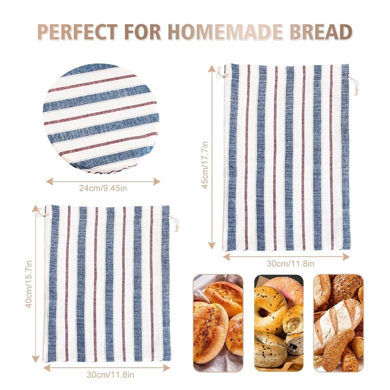 3Pack Reusable Bread Bags for Homemade Sourdough and Proofing Bowl Cover, Kee... gallery