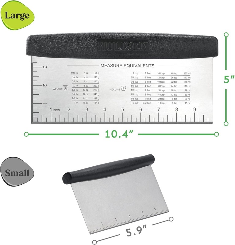 HULISEN Large Bench Scraper for Baking, 10 inch Dough 10 x 5 inch, Silver gallery