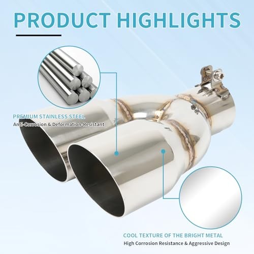 2.5" Dual Exhaust Tip - 2.5" Inlet 3.5" Outlet 10" Overall Length 2.5*3.5*10 gallery