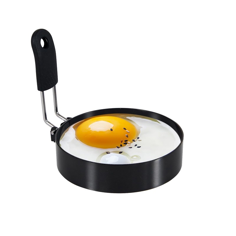 3.5” Egg Rings with Silicone Handle, Stainless Steel Egg Cooking Rings，Nonstick