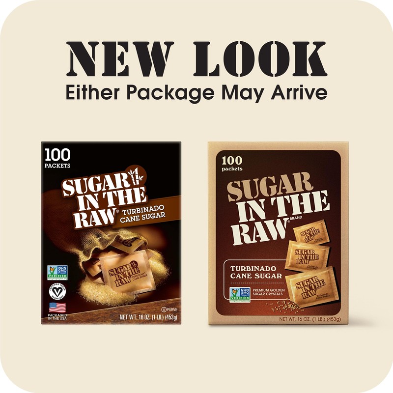 Sugar In The Raw Turbinado Cane Packets, 100 Ct, 1 Ounce (Pack of 1) gallery