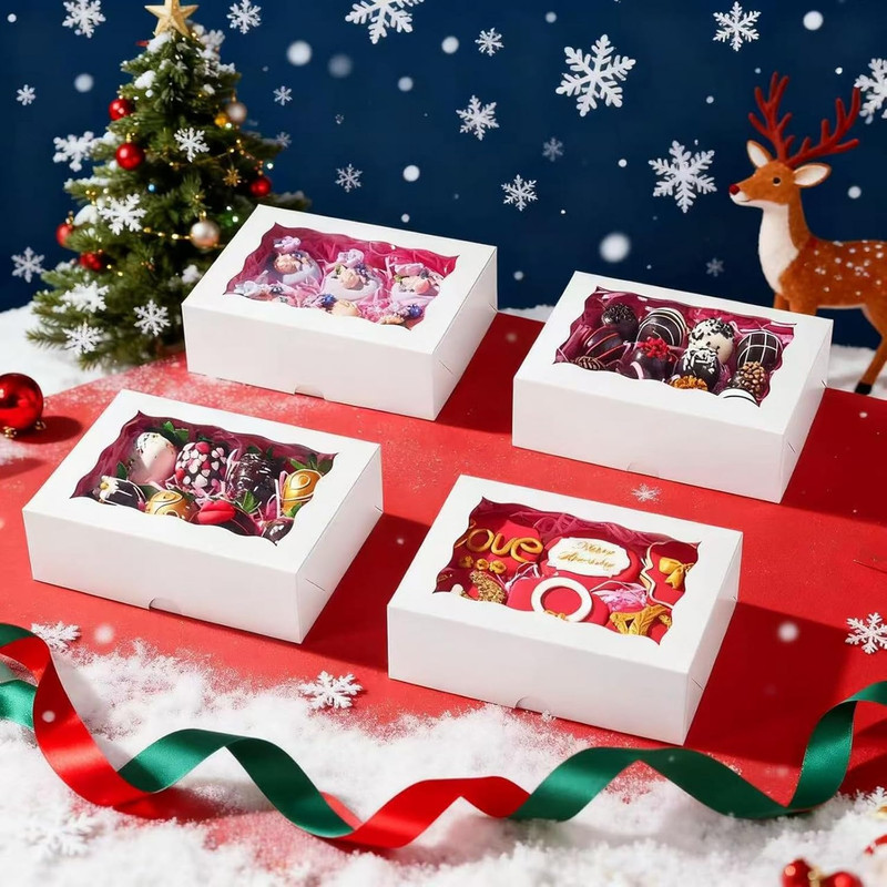 RomanticBaking 8x5x2 Inch 21PCS Cookies Boxes Chocolate Covered Strawberries Box gallery