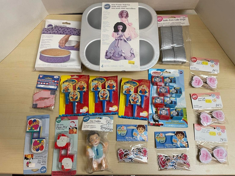 Wilton mold pan for doll cakes, bake even strips, misc fun pix
