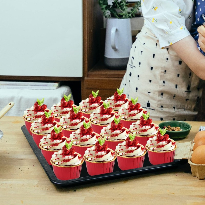 Foil Cupcake Liners with Dome Lids 100Pack,3.5Oz Cups for Baking,Disposable R... gallery