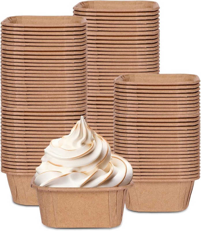 100Pcs Parchment Square Cupcake Liners Kraft Paper Square Baking Cups Natural