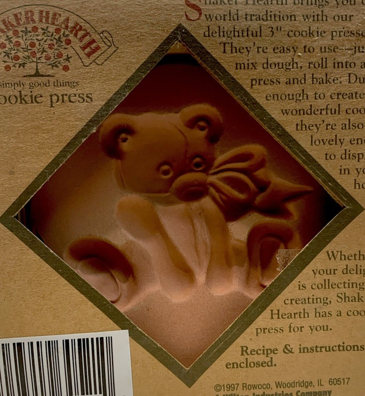 Shaker Heart Cookie Press Teddy Bear W/ Butterfly- Recipe Enclosed 1997 Open Box gallery