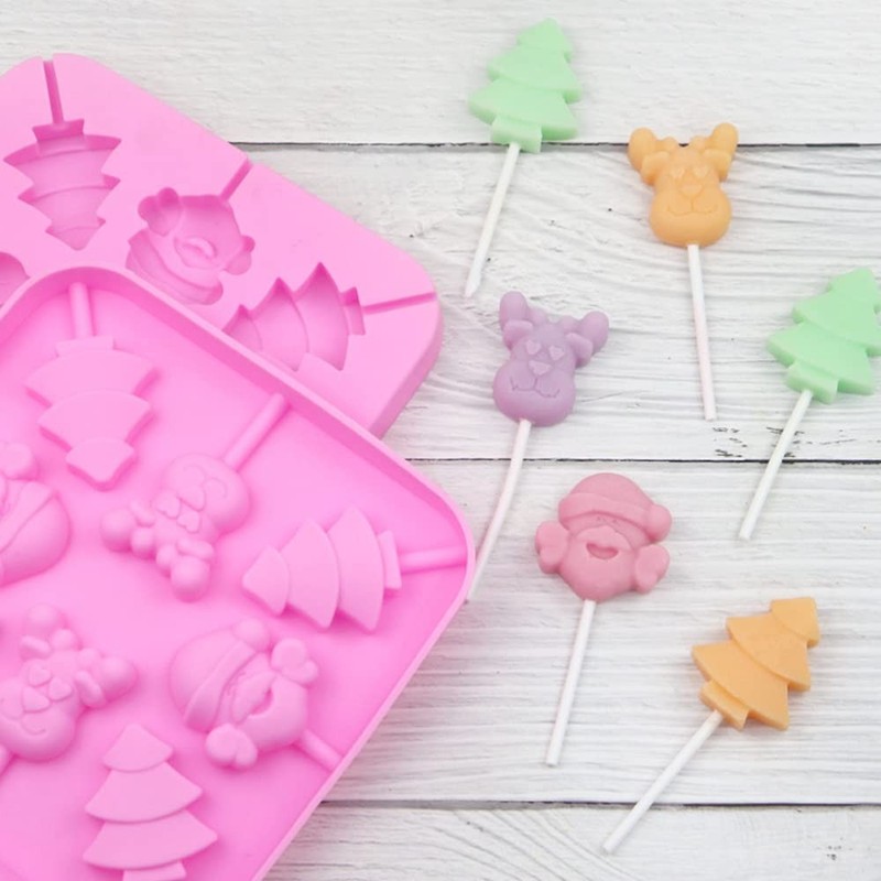 2pcs Christmas Lollipop Candy Molds 8 Cavities Silicone Lollipop Molds Chocolate gallery