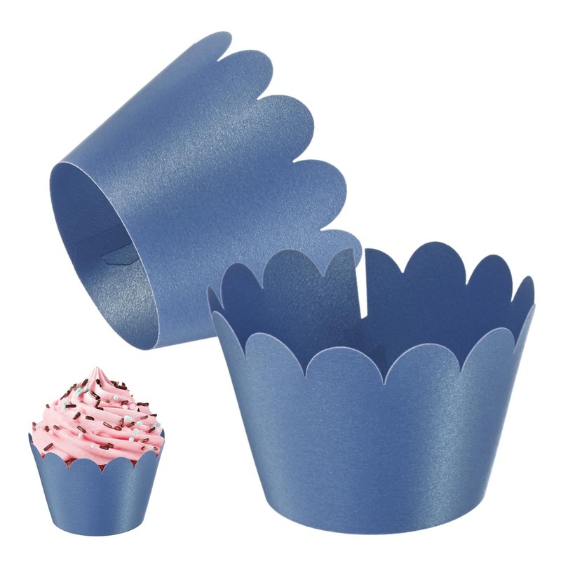 M METERXITY 100-Pack Cupcake Wrappers, Wave Decoration Standard Baking Cups f…