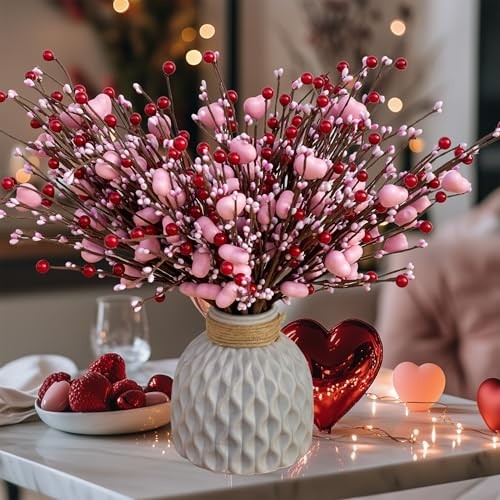 Valentines Day Decorations Floral Picks Stems - 8Pcs,16 Inch Artificial Pink gallery