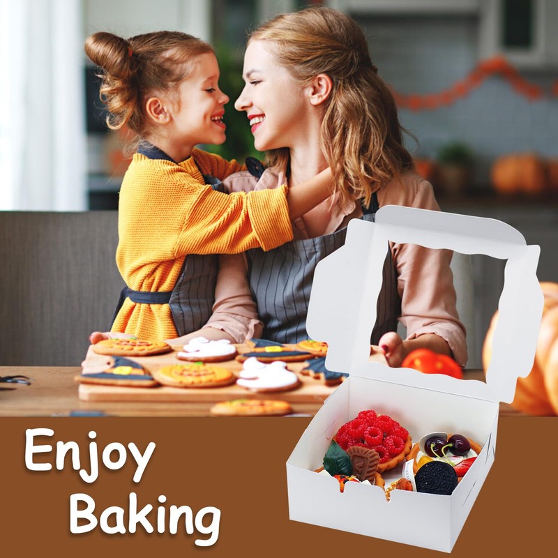 50pcs Cookie Boxes 6x6x2.5 Inch: Bakery Boxes with Window Treat Boxes Chocola... gallery