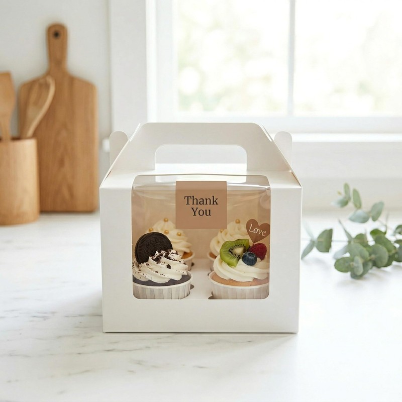Jucoan 40 Pack Cupcake Containers, 4 Count White Kraft Paper Cupcake Boxes wi... gallery