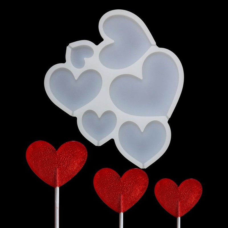 2 PCS Love Heart Silicone Cake Pop Mold Lollipop Candy Chocolate Bar Maker
