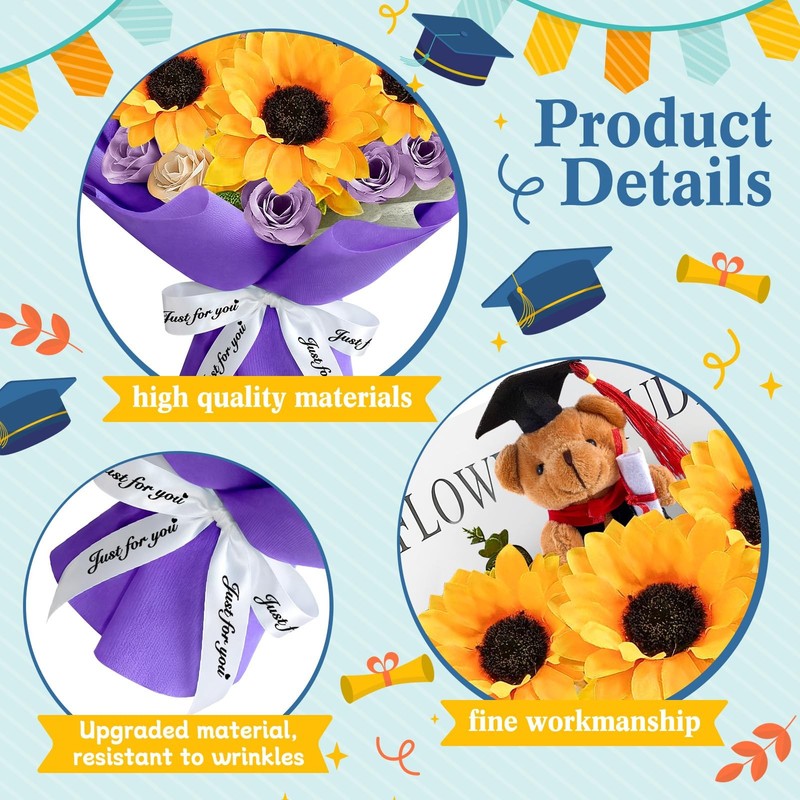 Giegxin 2026 Graduation Bear Flower Bouquet Set Graduation Bouquet Gift Grad gallery