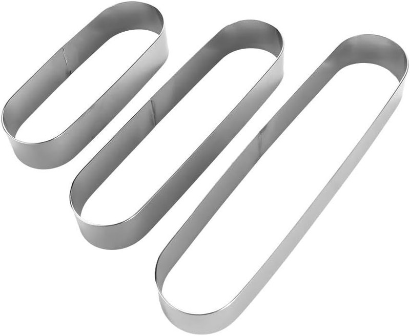 3Pcs Stainless Steel Mini Cookie Cutters Metal Baking Mold Mini Long Oval