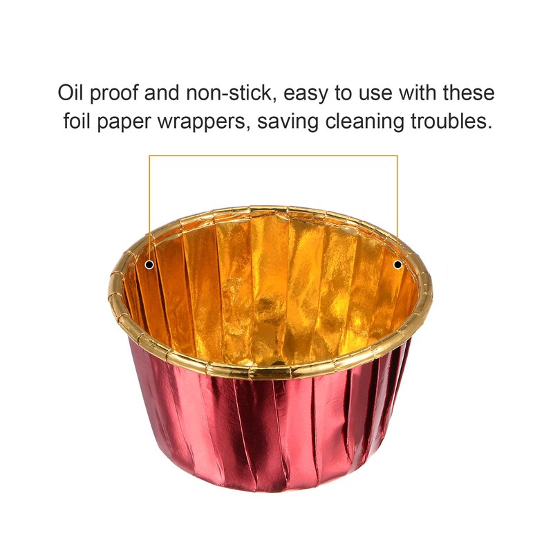 Red Gold Cupcake Cups, 50pcs Aluminum Foil Standard Cupcake Liners gallery