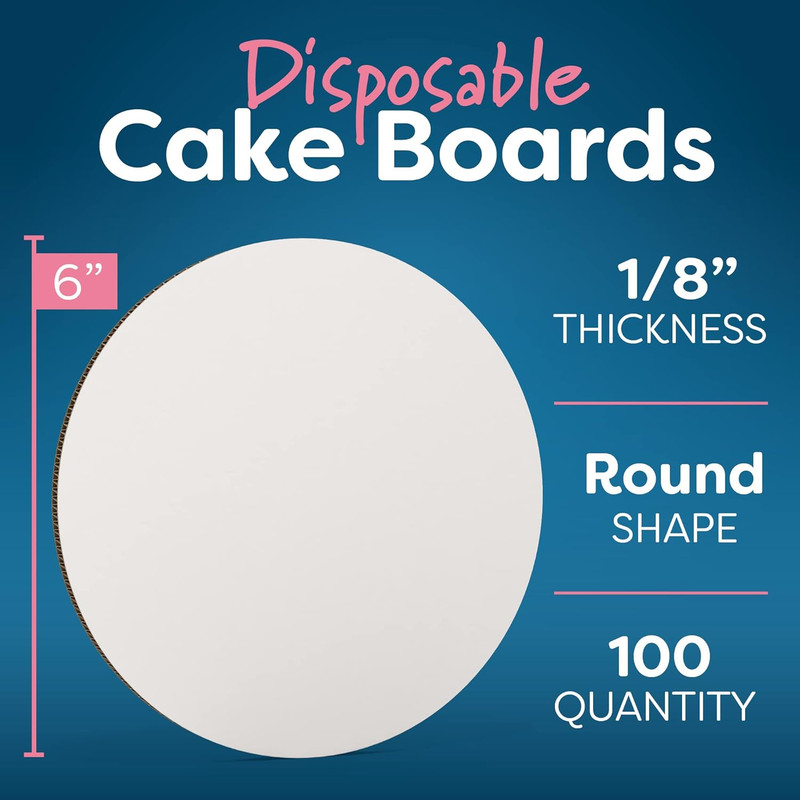 White Cake Boards round | 100 Pack – 6 Inch | Cardboard Cake Rounds Circles | Di gallery