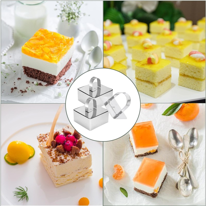 4 Pieces Food Ring Molds Set, Stainless Steel Cake Ring Mold with Pusher, for... gallery