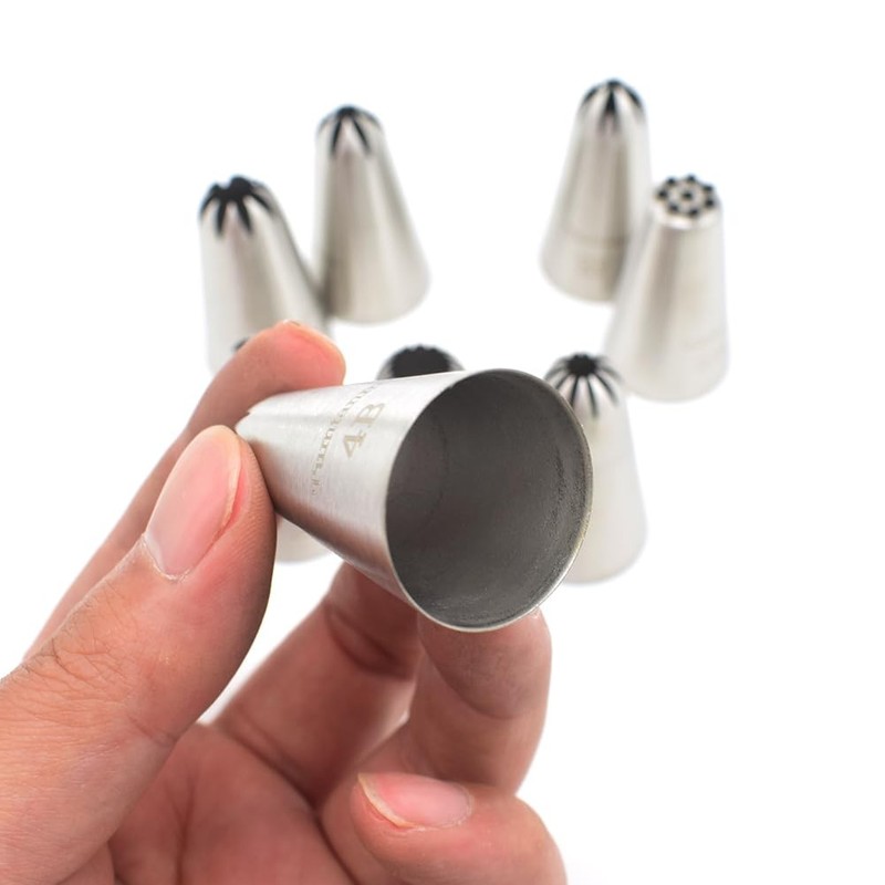 Tumtanm 8 Pack Large Piping Tips Seamless Stainless Steel Nozzle Set Baker gallery