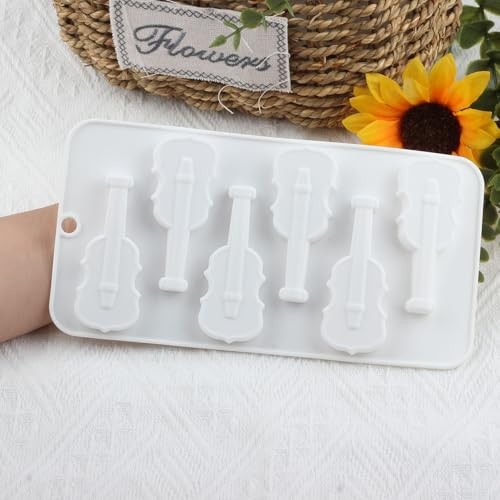 6 Cavity Violin Silicone Candy Molds For Candy Chocolate Cake Decoration gallery