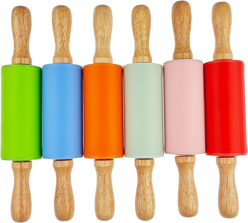 6 Pack Small Rolling Pin for Kids, Kids Rolling Pin for Home Kitchen (6 Colors) gallery