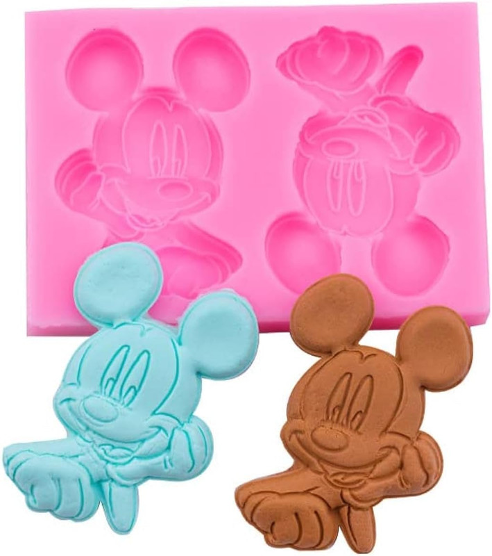 2 Cavity Mouse Mice Head Silicone Molds for DIY Fondant Candy Making Chocolate M