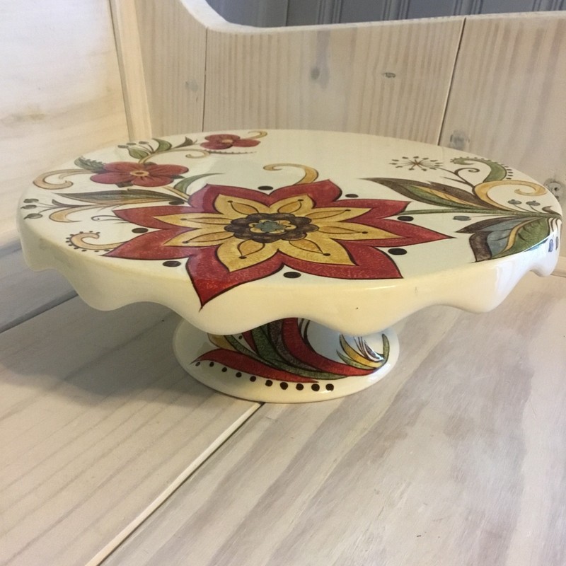 Pier 1 Imports Earthenware Carynthum Cake Stand Floral gallery