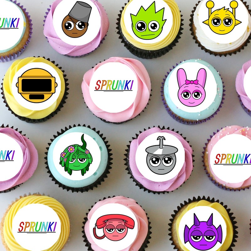 Sprunki Pre-cut Mini Edible Icing Cupcake or Cookie Toppers