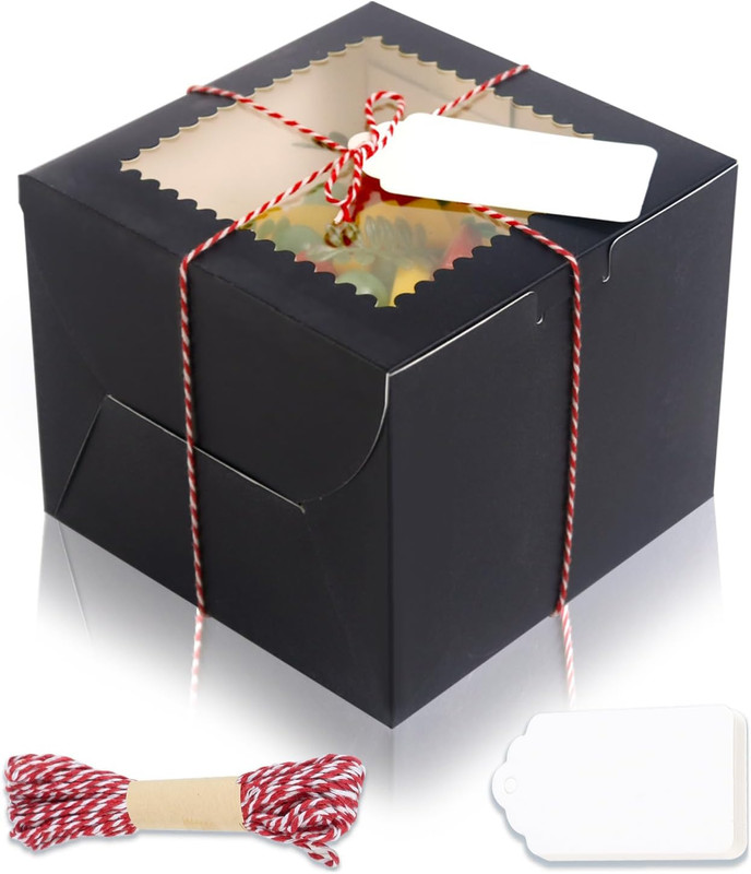 20Pcs Mini Cake Boxes with Window, 6X6X5 Inches White Bakery Boxes, Small 4 Cupc gallery
