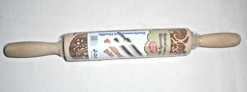 NEW Rolling Pin Embossed w Paisley Pattern for Baking Engraved Cookies 8″