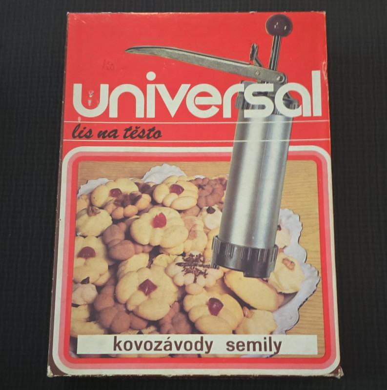 VINTAGE Kovozávody Semily Universal Cookie Press Set 4pc Metal/Plastic Silver