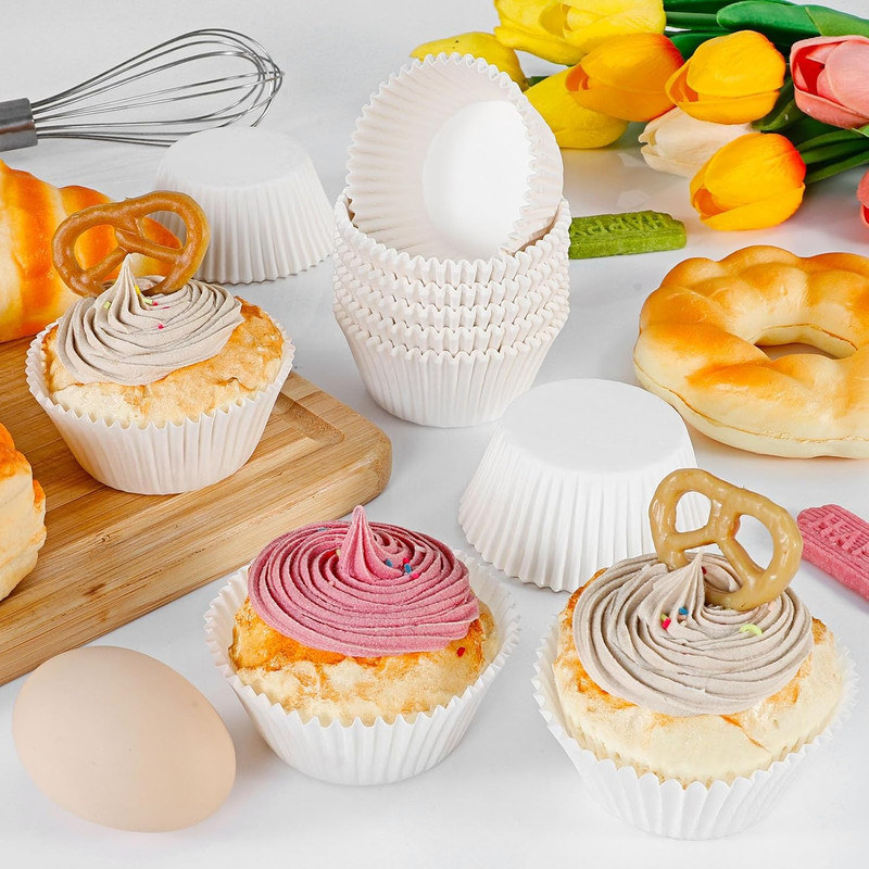 300pcs Standard White Cupcake Liners for Baking - Odorless Greaseproof Paper Muf gallery
