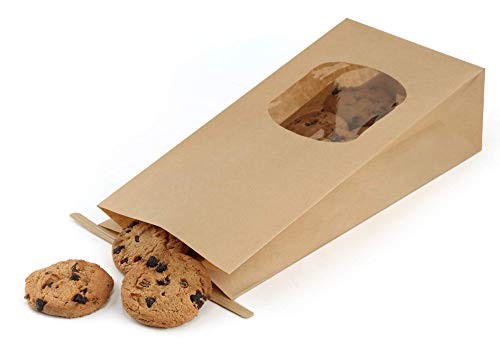 Bakery Bags with Window 100pcs 4.5x2.36x9.6 Inches Window Tin Tie Tab Brown gallery